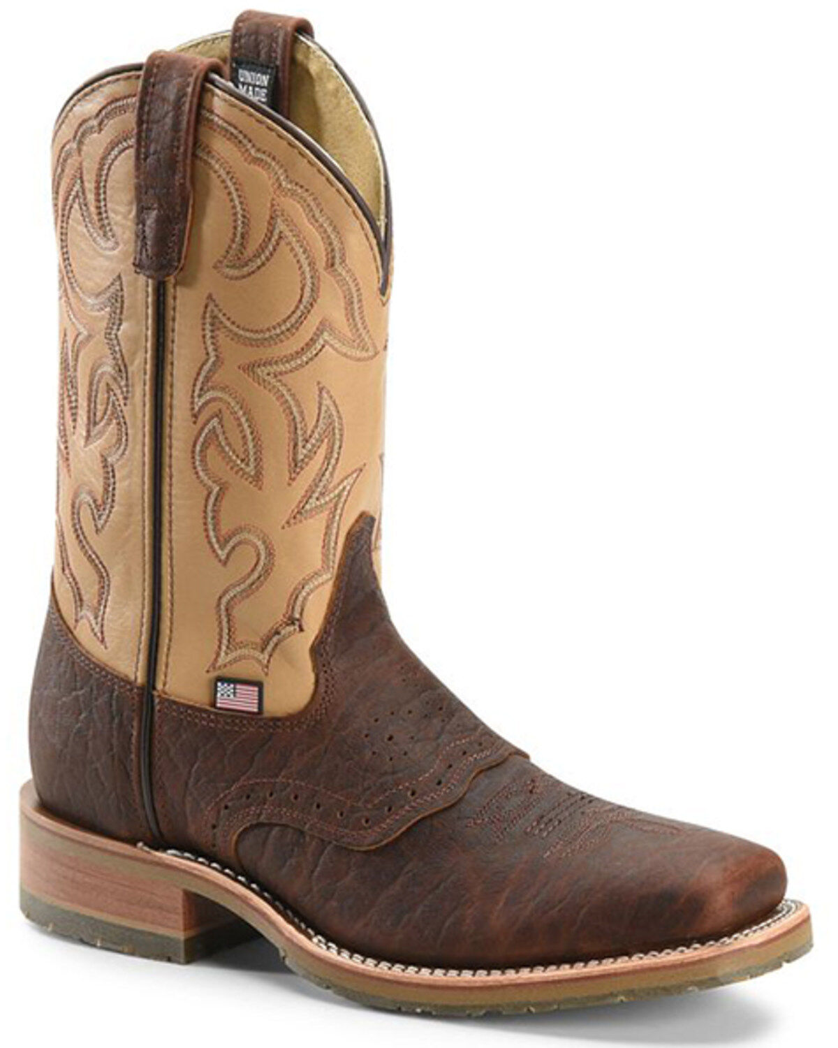 Image #2 - Double-H Men's Square Steel Toe Western Boots, Bison, hi-res