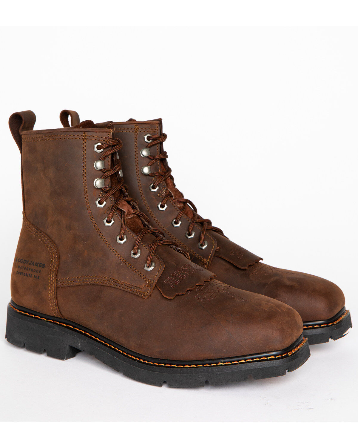 Cody James&reg; Men's Composite Square Toe Waterproof Work Boots, Brown, hi-res