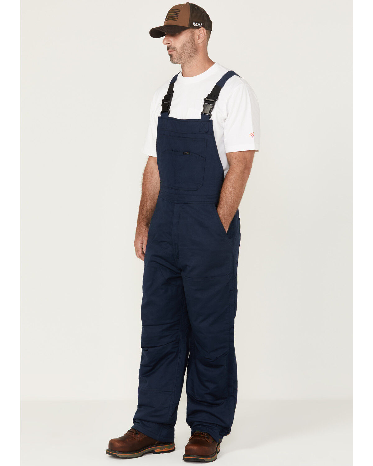Image #1 - Hawx Men's FR Insulated Solid Bib Overalls - Short, Navy, hi-res