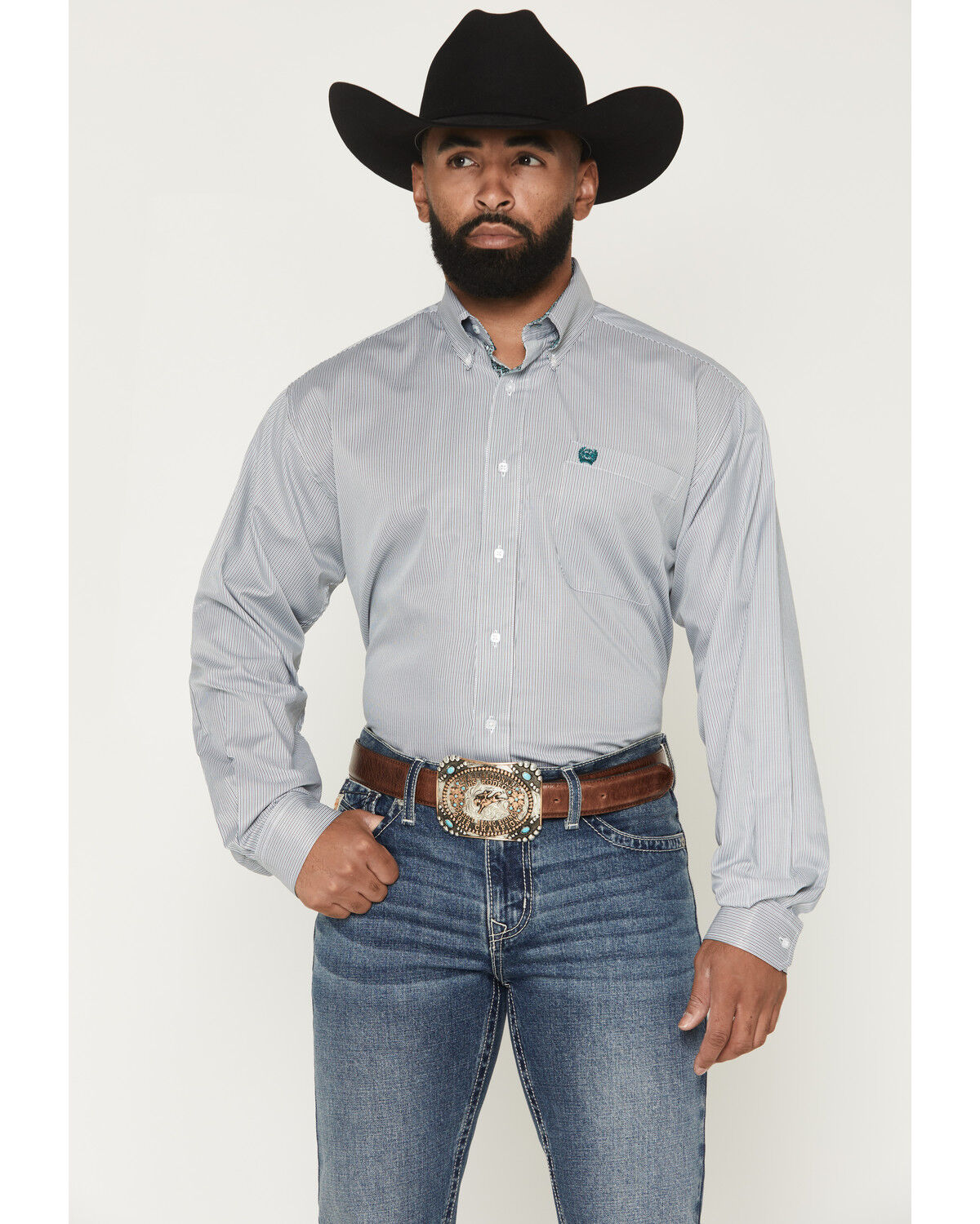 Image #1 - Cinch Men's Stripe Print Long Sleeve Button-Down Western Shirt, Multi, hi-res