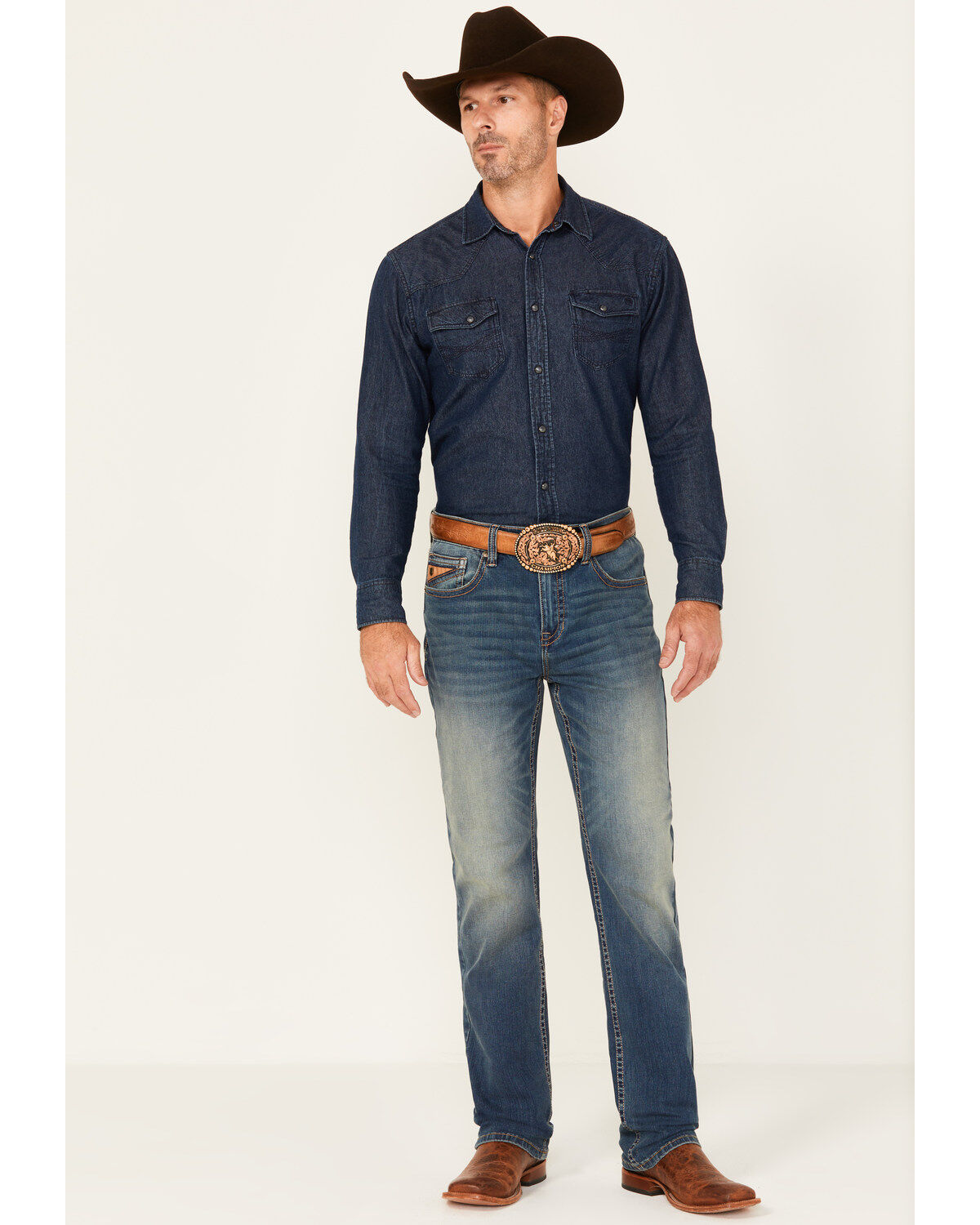 Image #1 - RANK 45&reg; Men's Sidewinder Wash Ambush Slim Straight Performance 4-Way Stretch Denim Jeans, Blue, hi-res