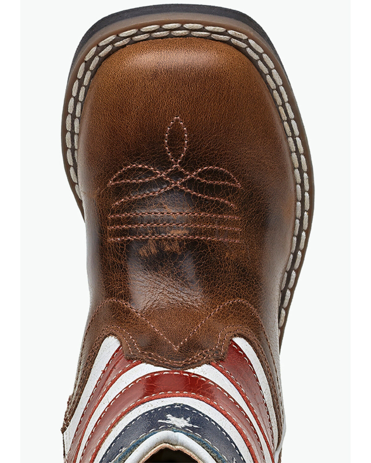 Image #6 - Old West Toddler Boys' Americana Western Boots - Broad Square Toe, Red/white/blue, hi-res