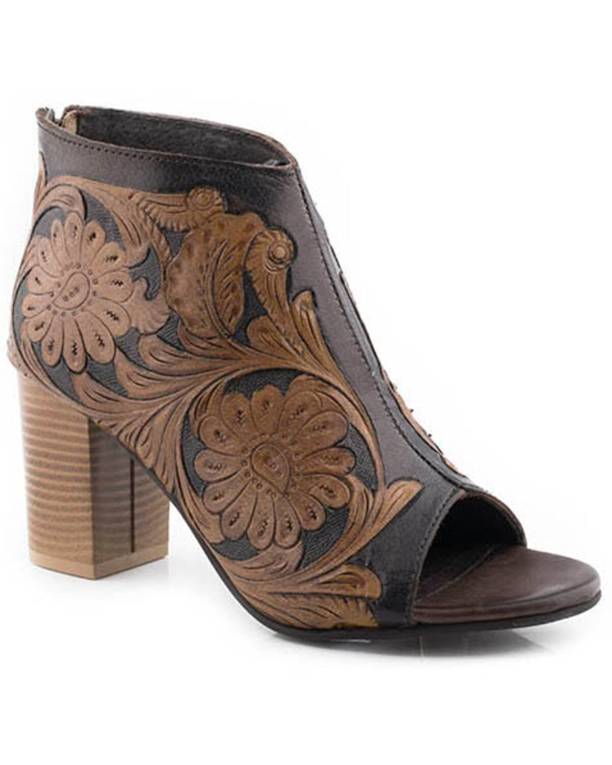 Image #1 - Roper Women's Mika Tooled Sandals, Tan, hi-res