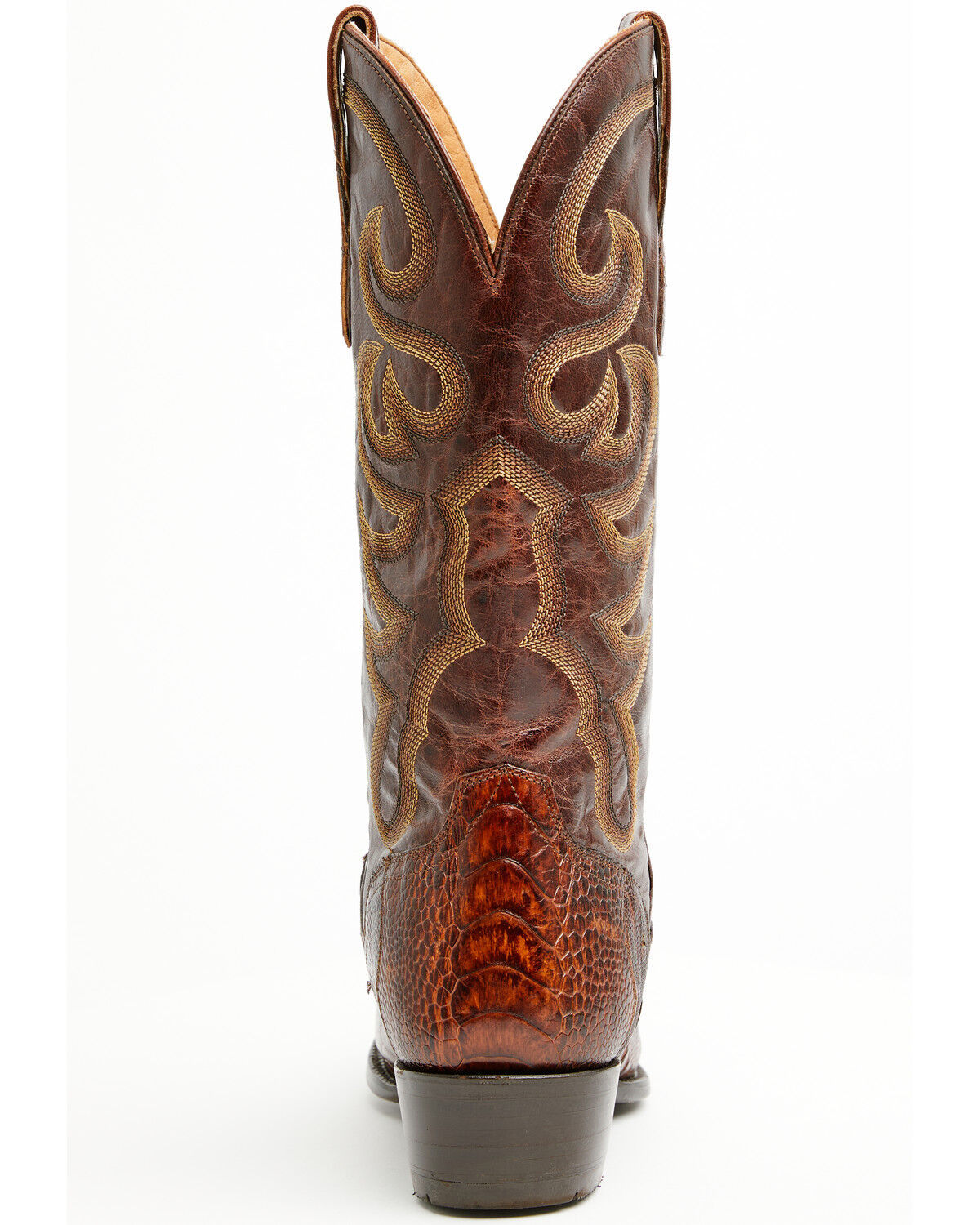 Image #5 - El Dorado Men's Ostrich Leg Brass Western Boots - Round Toe, Bronze, hi-res