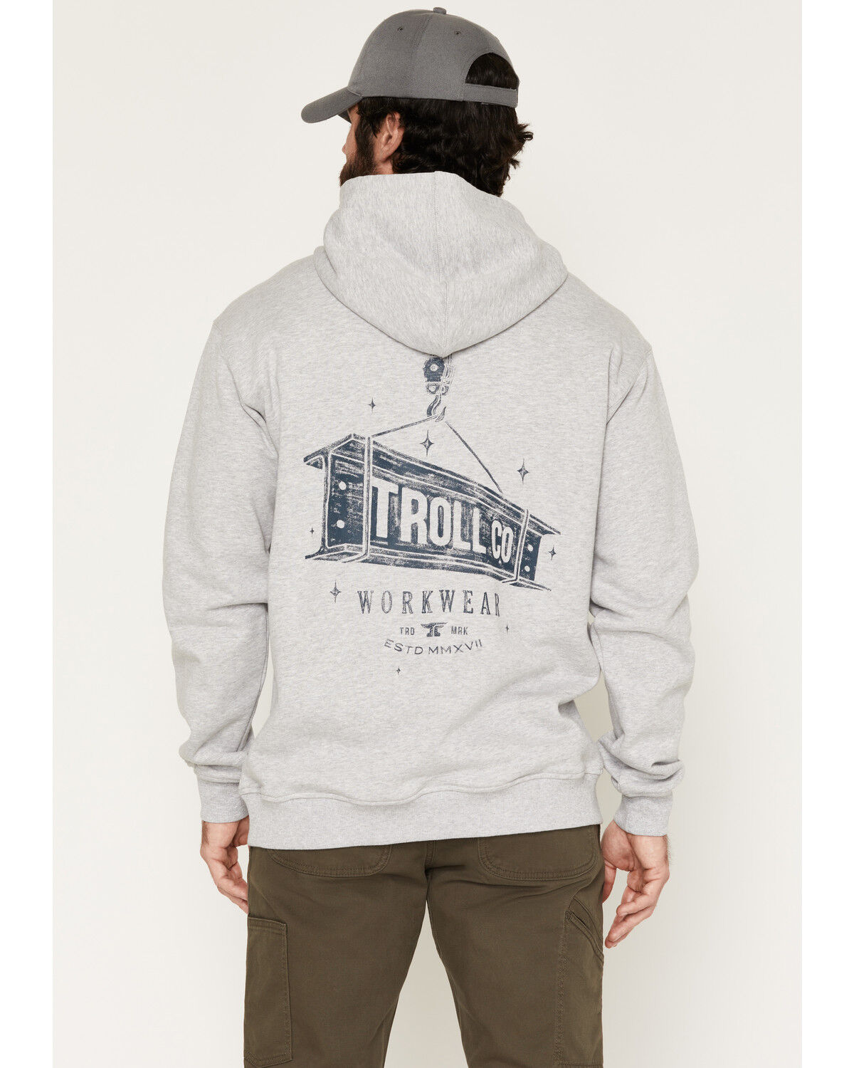 Image #1 - Troll Co Men's FR Beamer Hooded Work Sweatshirt, Heather Grey, hi-res