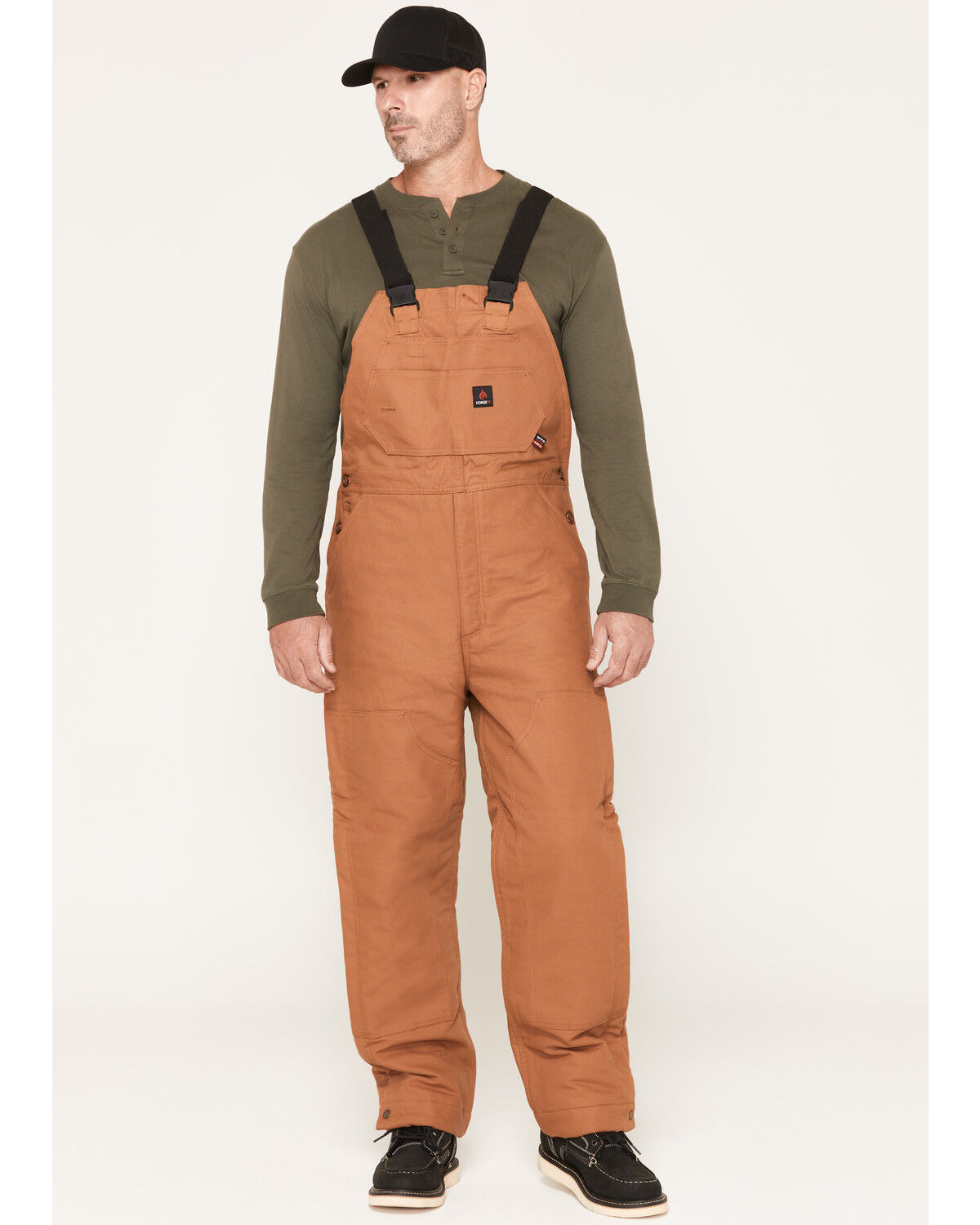 Image #1 - Forge Workwear Men's FR Insulated Bib Overalls, Brown, hi-res