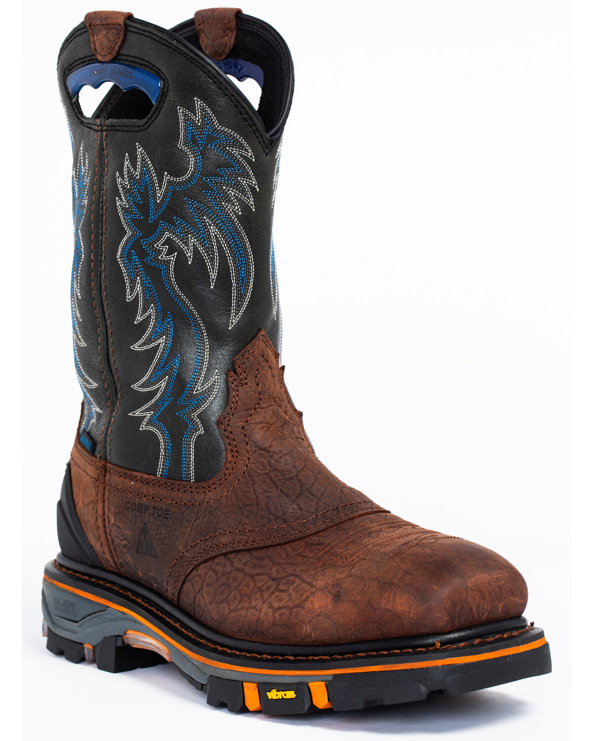 Image #1 - Cody James Men's 11" Decimator Waterproof Western Work Boots - Nano Composite Toe, Brown, hi-res