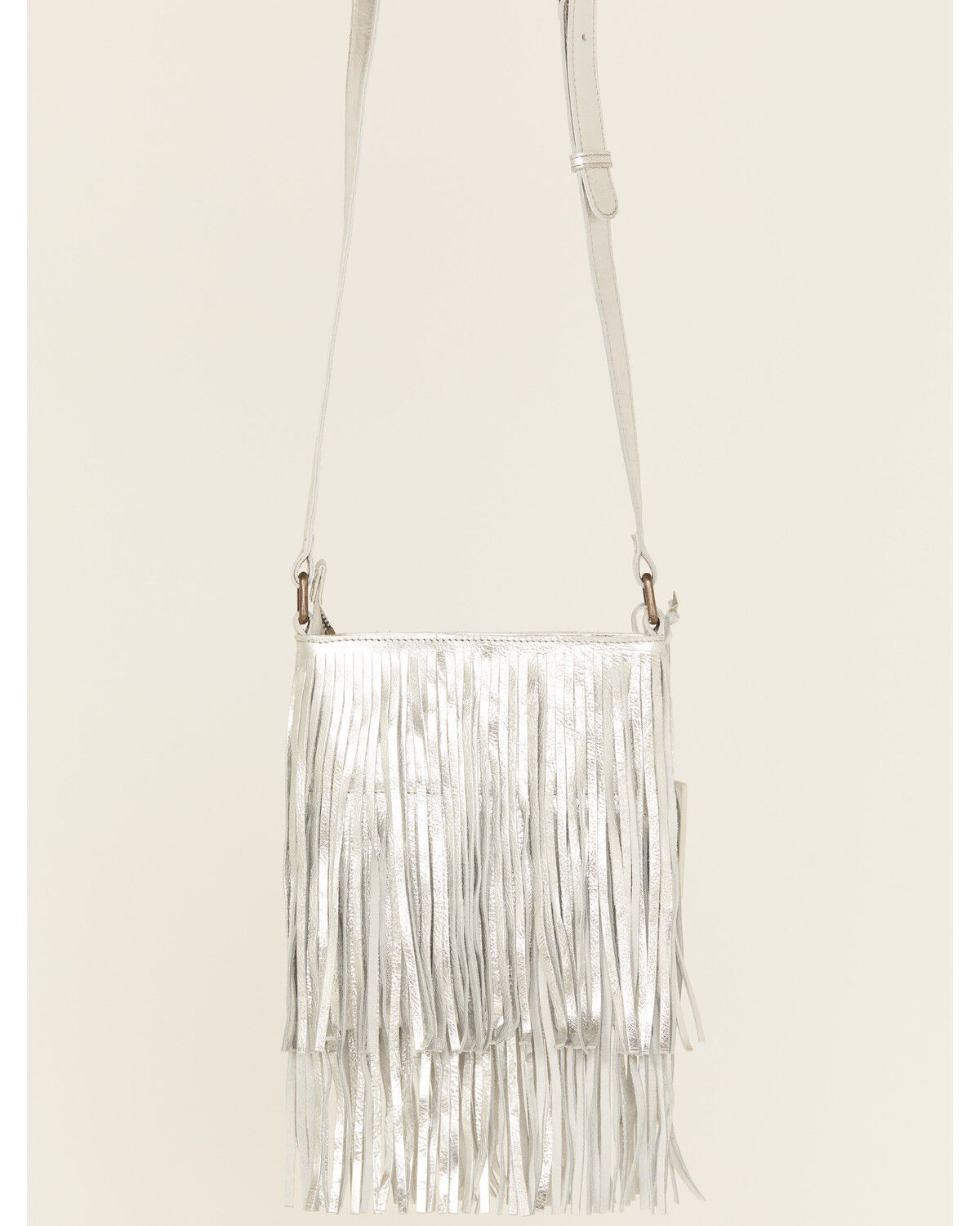 Image #2 - Idyllwind Women's Camarillo Metallic Fringe Suede Crossbody Bag, Silver, hi-res