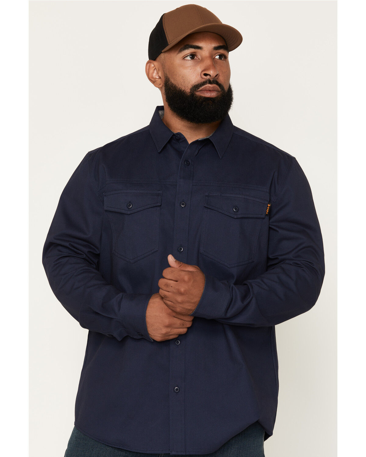 Image #1 - Hawx Men's All Out Solid Twill Long Sleeve Button-Down Work Shirt - Tall, Navy, hi-res