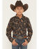 Image #1 - Cody James Boys' Canyon Rider Paisley Print Long Sleeve Snap Western Shirt, Navy, hi-res