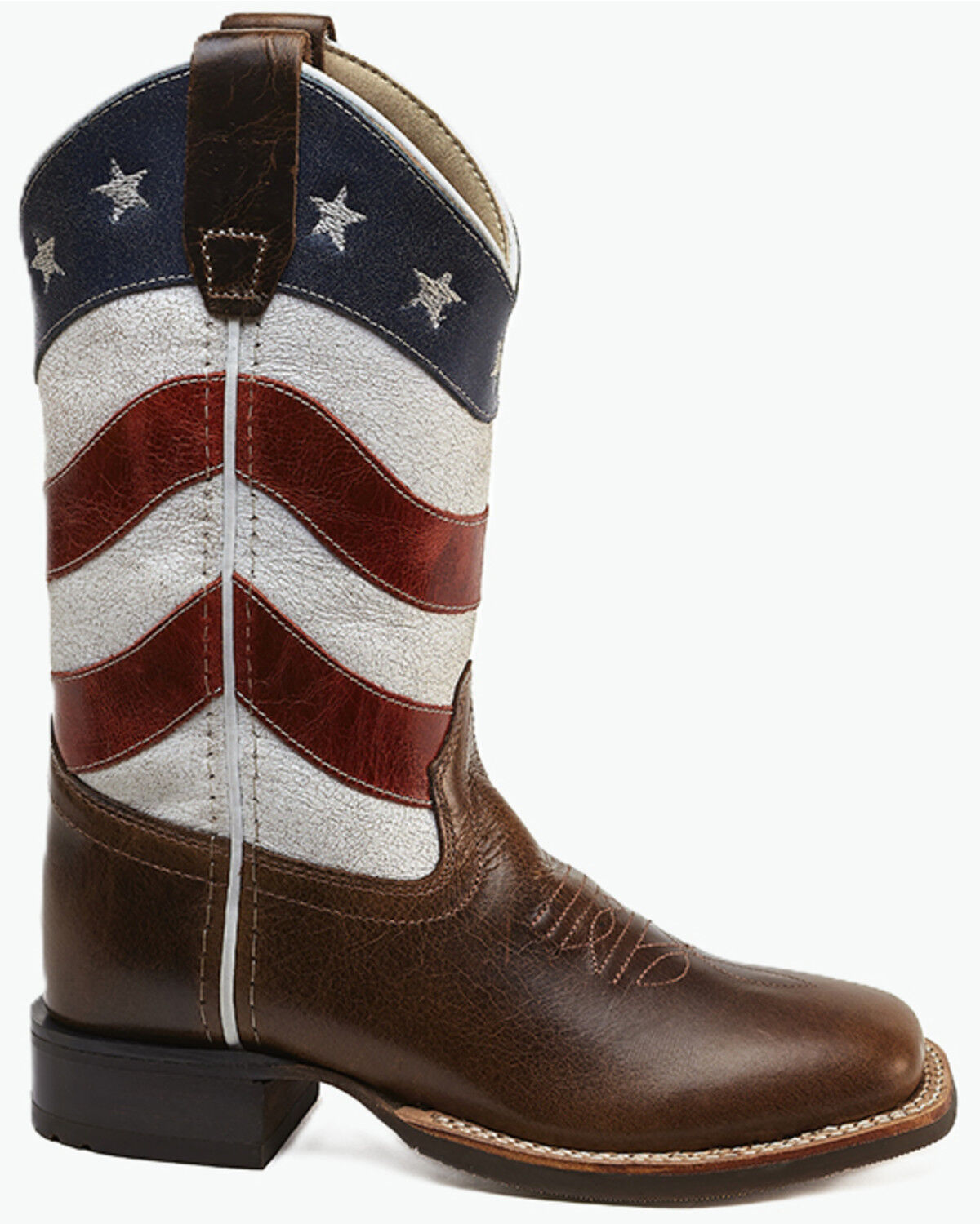 Image #2 - Old West Little Boys' Patriotic Western Boots - Broad Square Toe, Red/white/blue, hi-res
