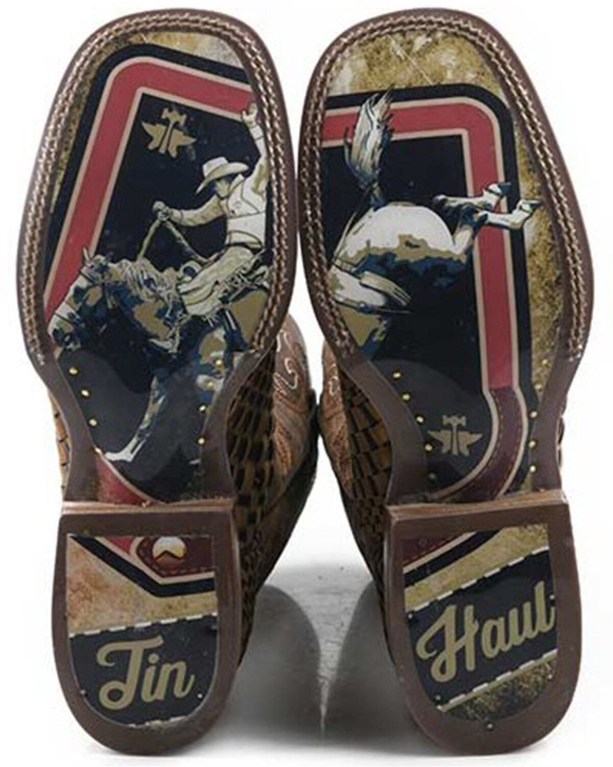 Image #2 - Tin Haul Men's Dream Weaver Bronc Rider Western Boots - Broad Square Toe, Tan, hi-res