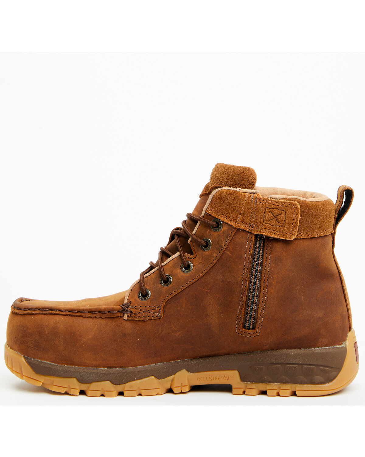 Image #3 - Twisted X Women's 4" Oiled Saddle Work Boots - Moc Toe, Brown, hi-res