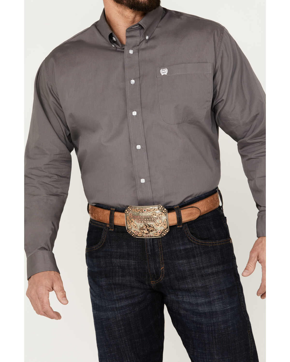 Image #2 - C&zwnj;inch Men's Solid Dove Gray Button Long Sleeve Shirt, Grey, hi-res