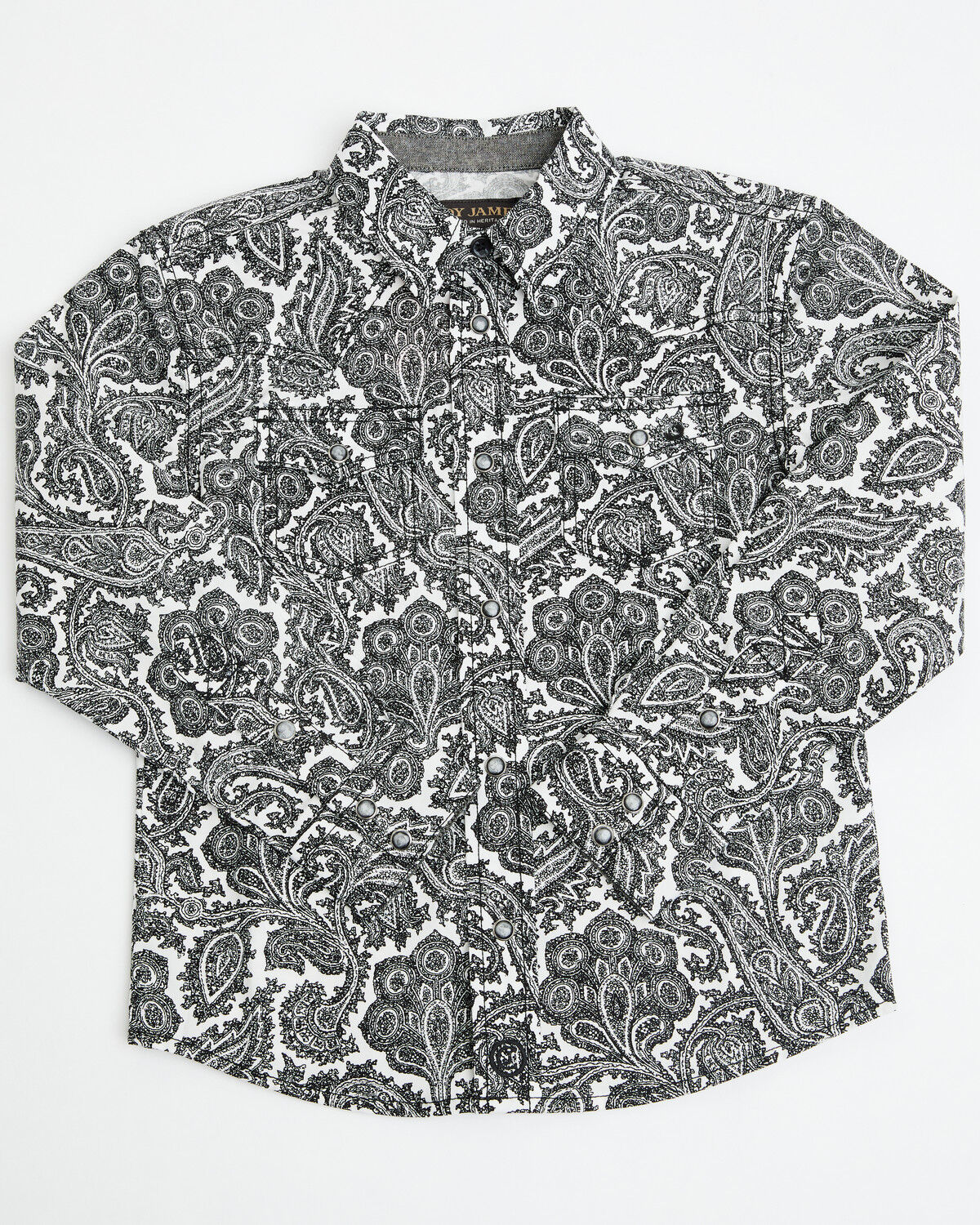 Cody James Toddler Boys' Botanical Paisley Print Long Sleeve Snap Western Shirt, Black, hi-res