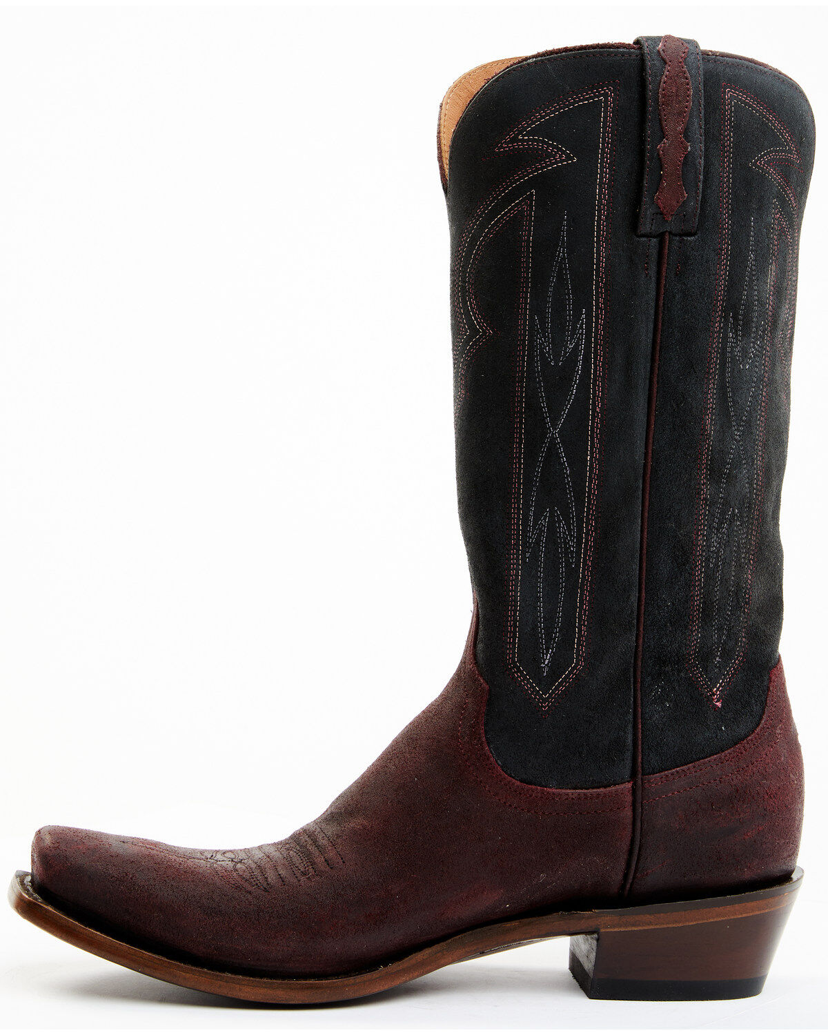 Image #3 - Lucchese Men's Brazos Western Boots - Square Toe, Wine, hi-res