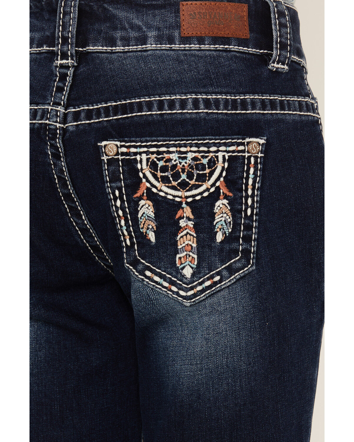 Image #2 - Shyanne Girls' Dreamcatcher Pocket Bootcut Jeans, Blue, hi-res