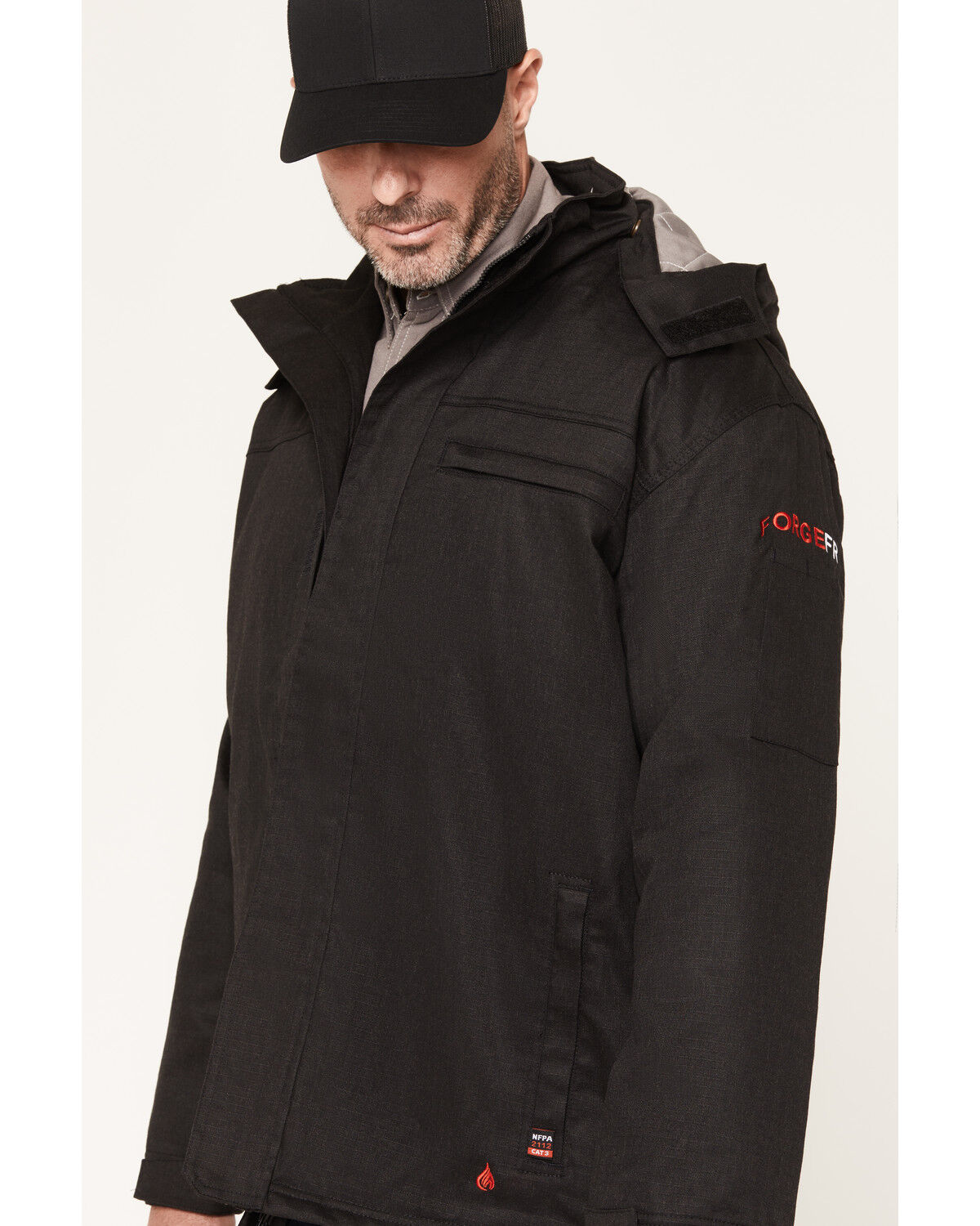 Image #2 - Forge Workwear Men's FR Insulated Ripstop Jacket, Black, hi-res