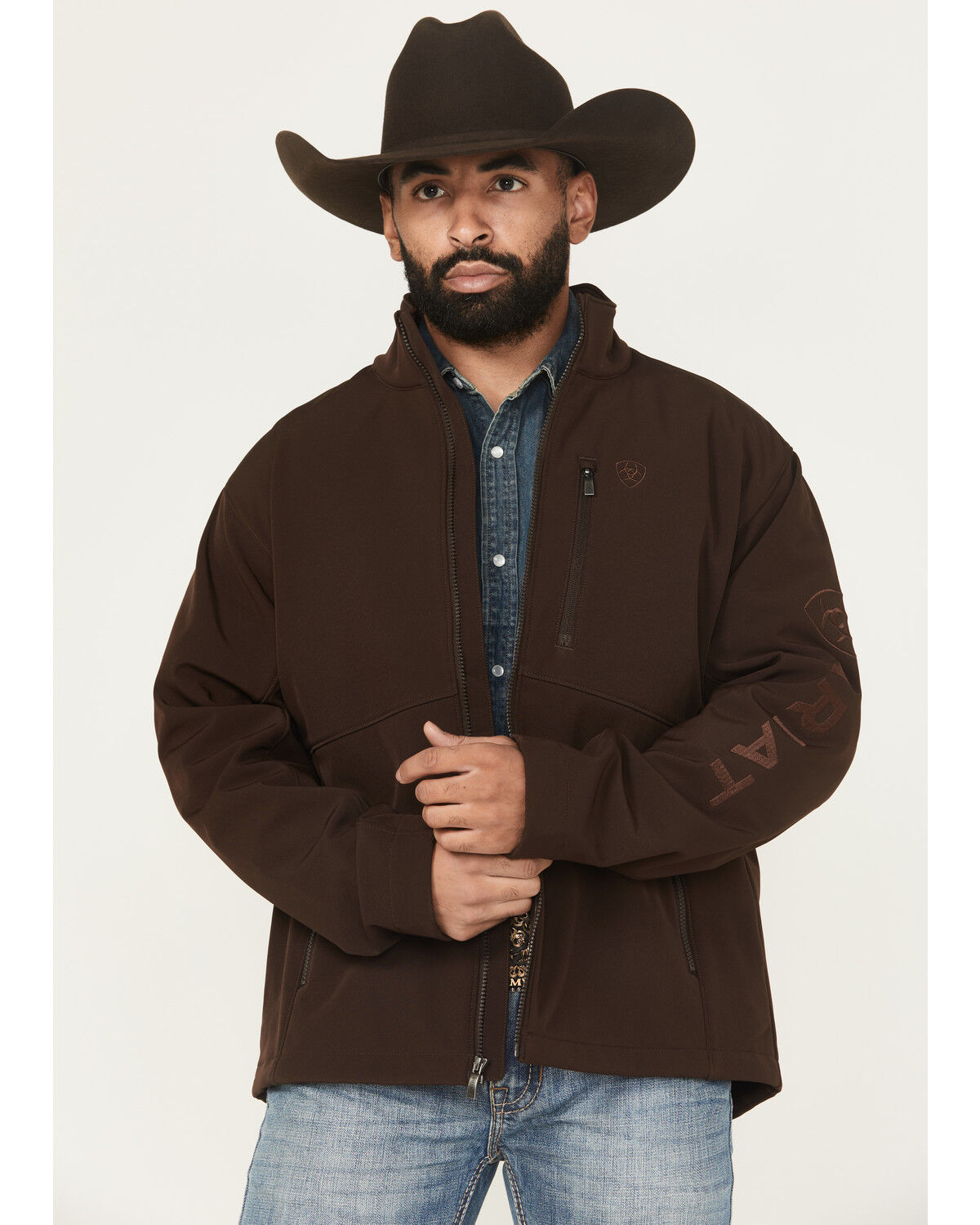 Ariat Men's Solid Concealed Carry Softshell Jacket, Chocolate, hi-res