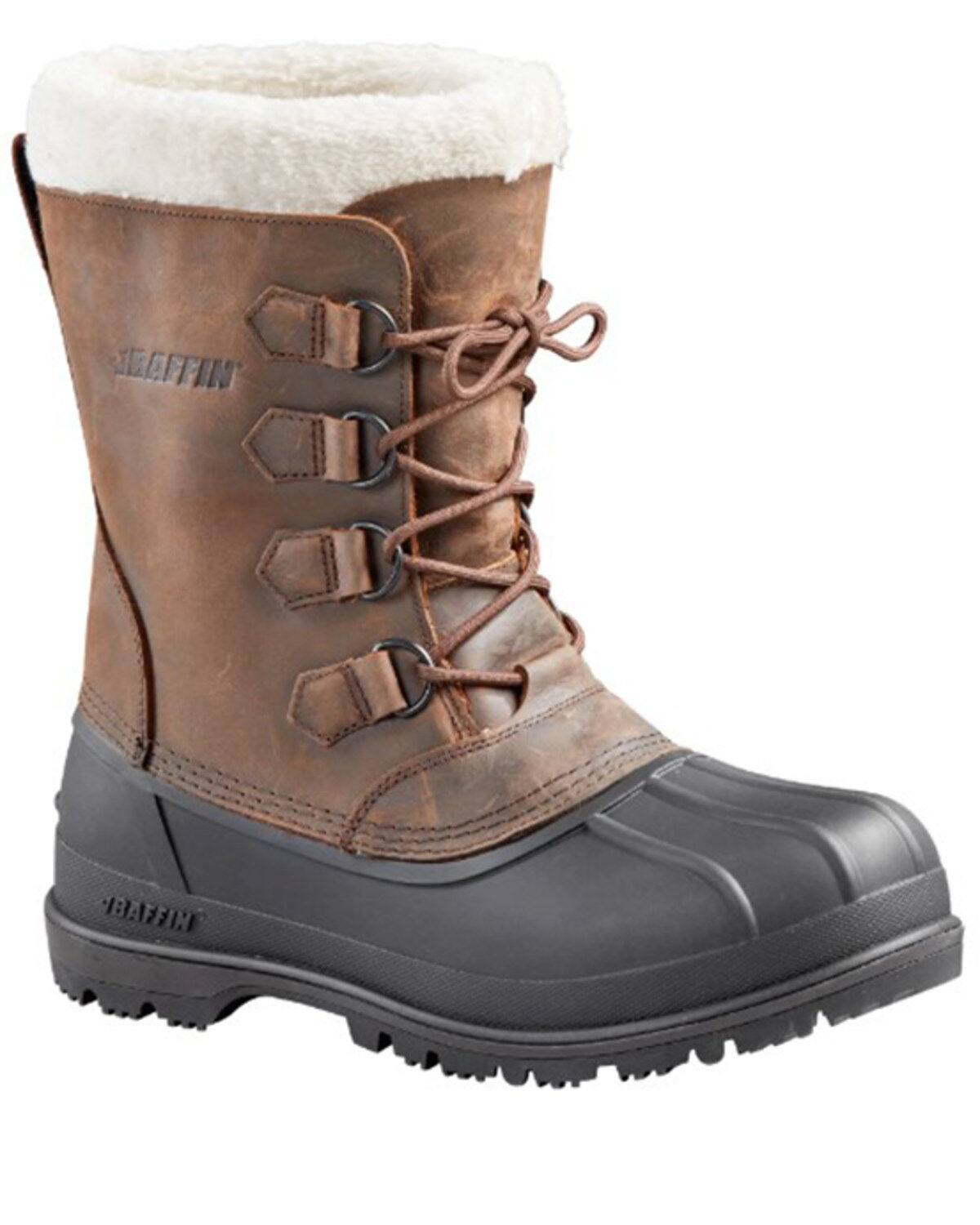 Image #1 - Baffin Men's Brown Canada Waterproof Faux Fur Leather Tundra Work Boots - Soft Toe, Brown, hi-res