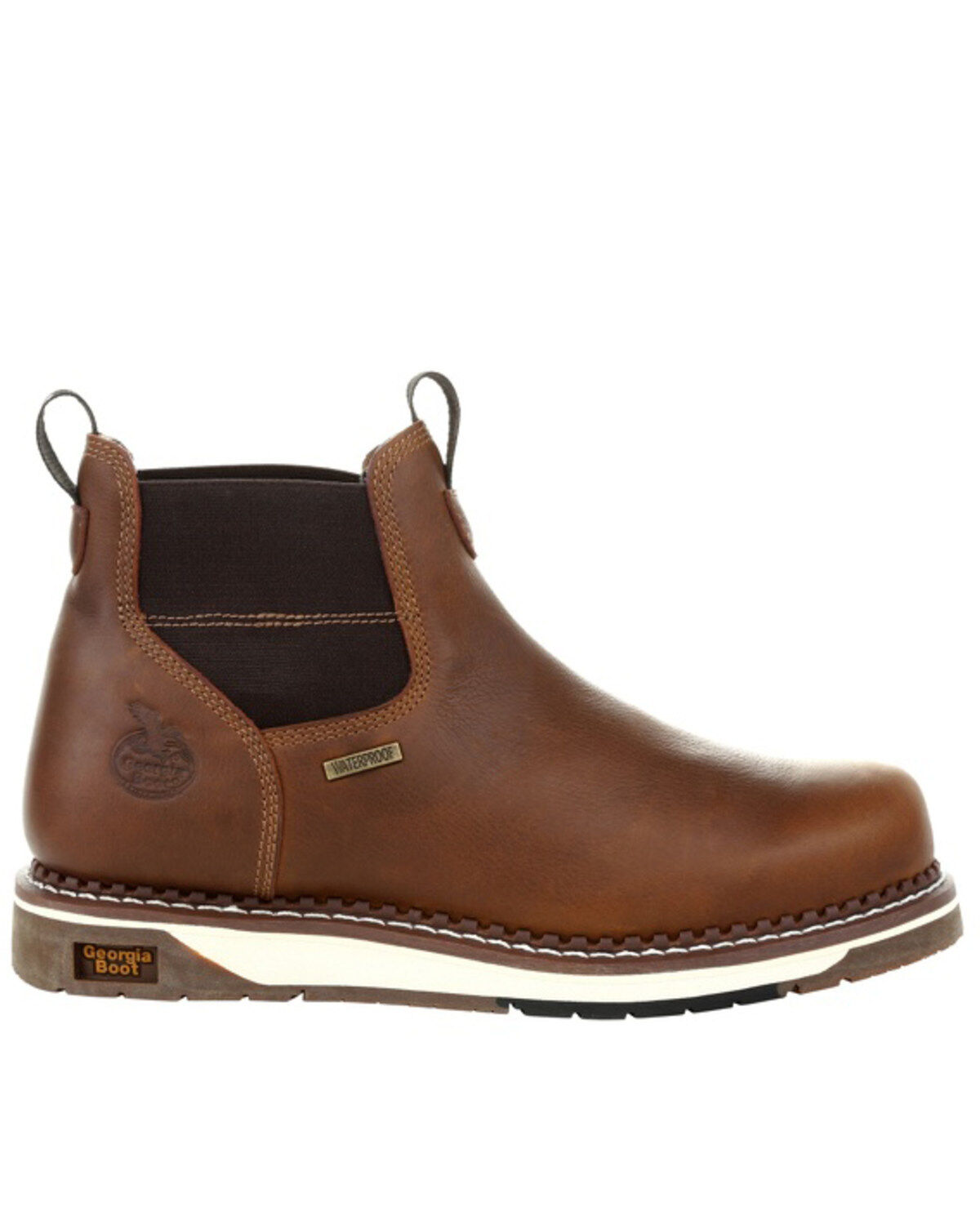 Image #2 - Georgia Boot Men's Waterproof Chelsea Work Boots - Soft Toe, Brown, hi-res