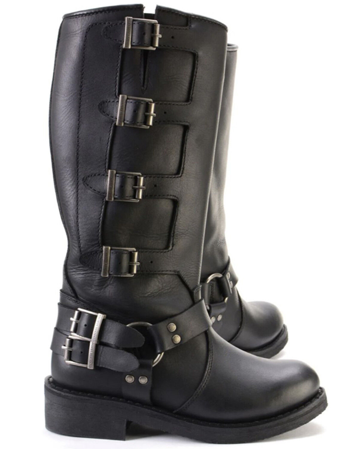 Image #2 - Milwaukee Leather Women's Buckle Detail Tall Motorcycle Boots - Round Toe, Black, hi-res