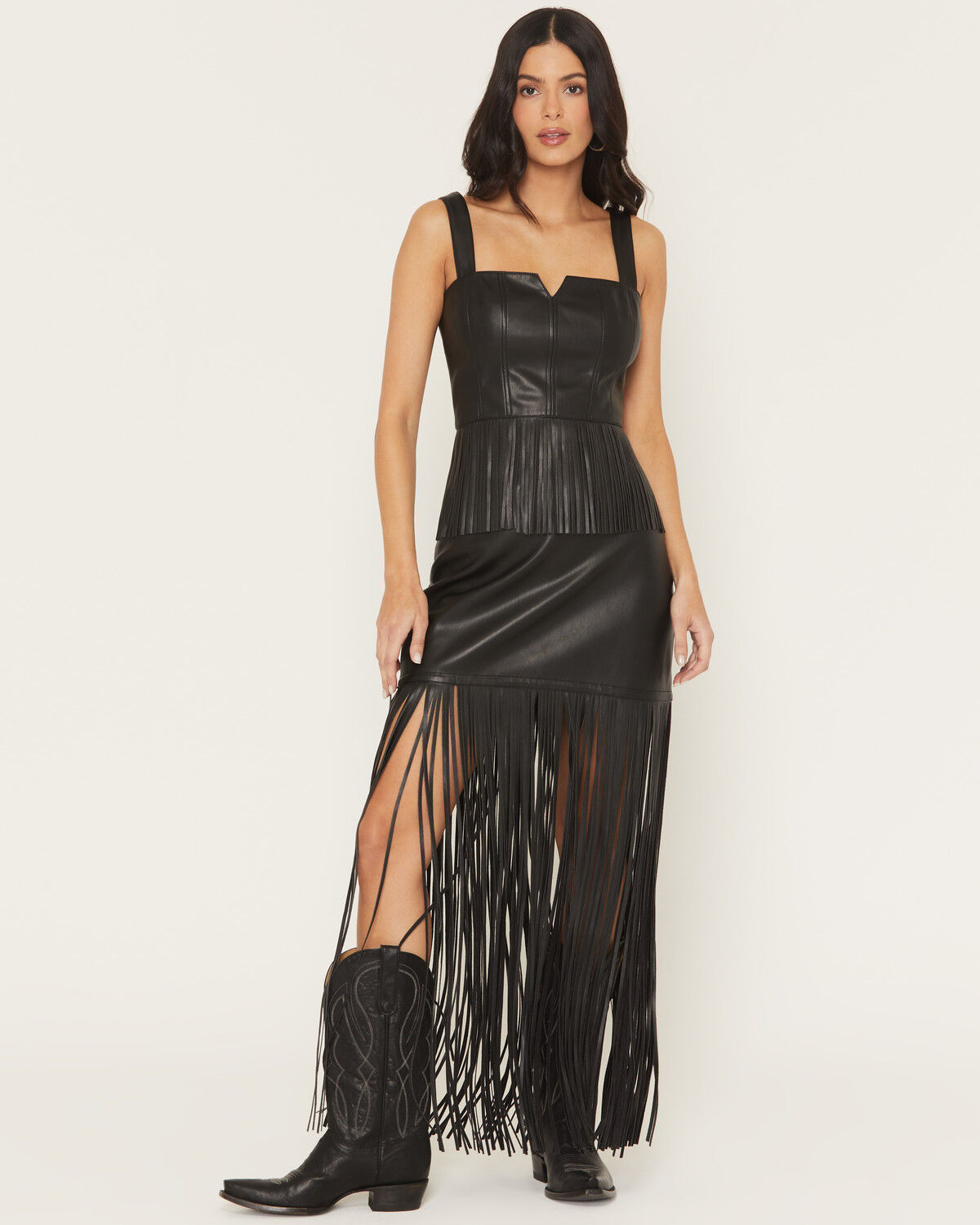 Image #2 - Idyllwind Women's Payson Faux Leather Fringe Midi Skirt, , hi-res