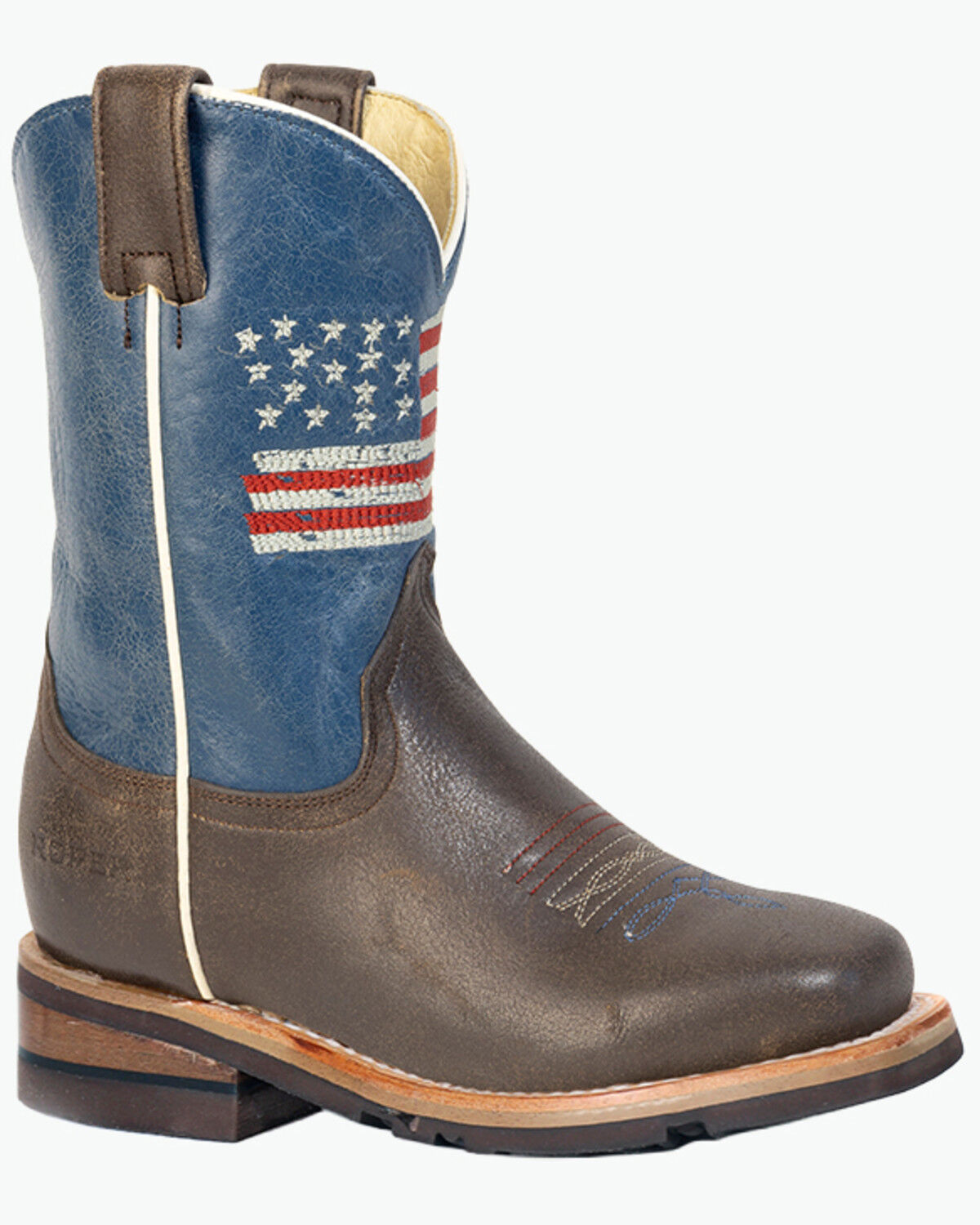 Image #1 - Roper Boys' 250 USA Western Boots - Broad Square Toe, Brown, hi-res