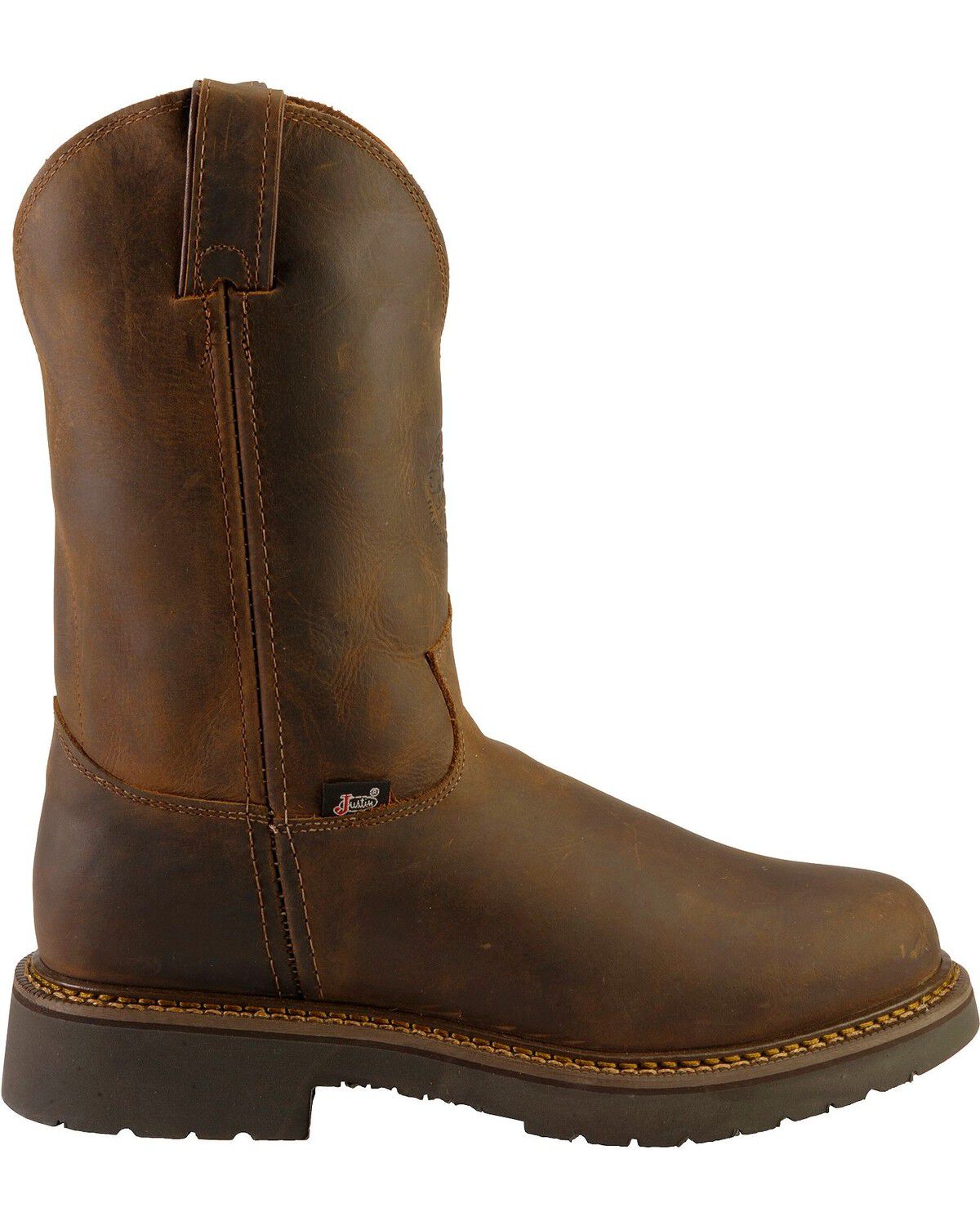 Image #2 - Justin Men's J-Max Balusters Electrical Hazard Pull On Work Boots - Steel Toe, Chocolate, hi-res