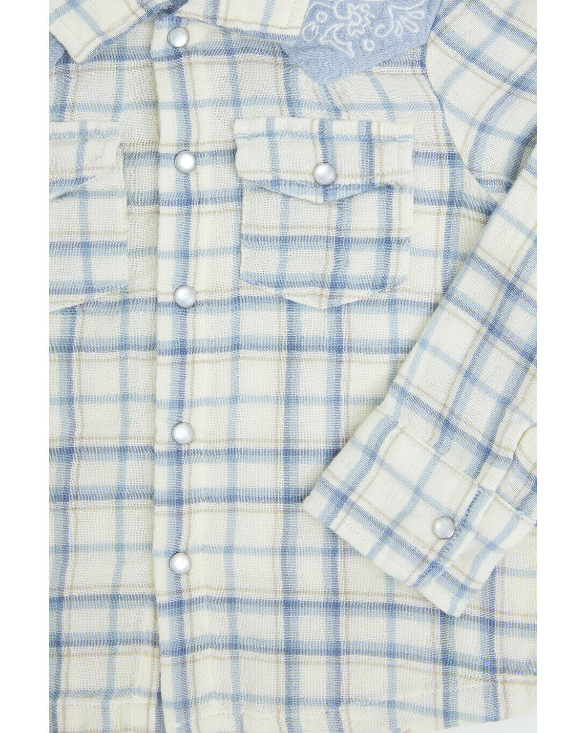 Image #2 - Angel Dear Infant Boys' Plaid Print Long Sleeve Pearl Snap Western Shirt, Blue, hi-res
