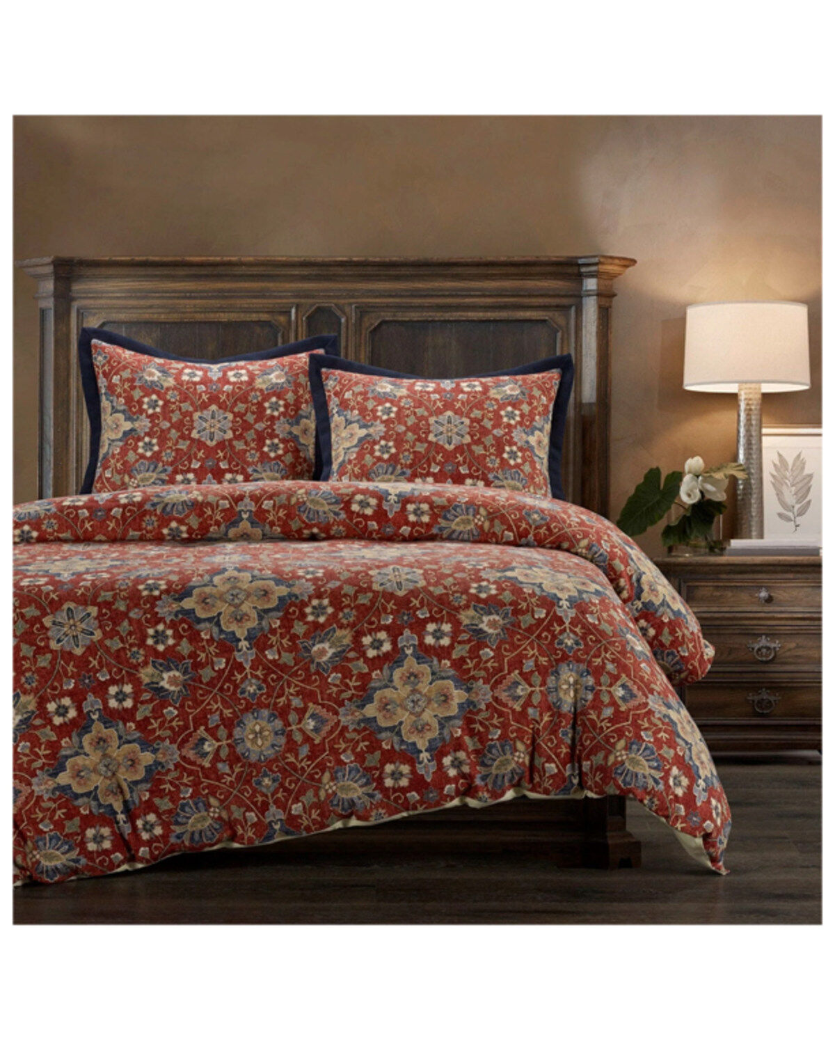 Image #2 - HiEnd Accents Melinda Washed Linen King Size Bedding Set - 3 Piece, Red, hi-res