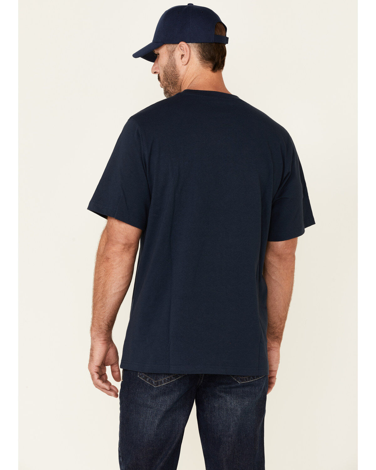 Image #4 - Hawx Men's Solid Navy Forge Short Sleeve Work Pocket T-Shirt, Navy, hi-res
