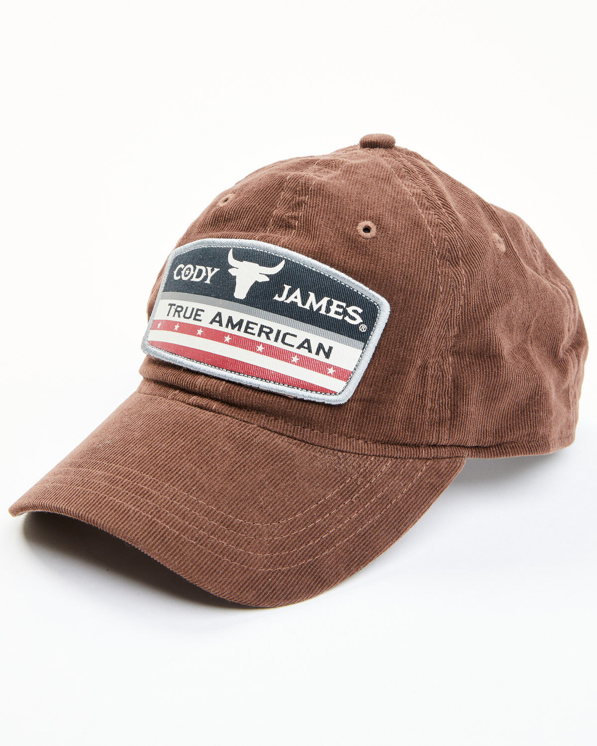 Image #1 - Cody James Men's Corduroy True American Logo Patch Ball Cap, Brown, hi-res
