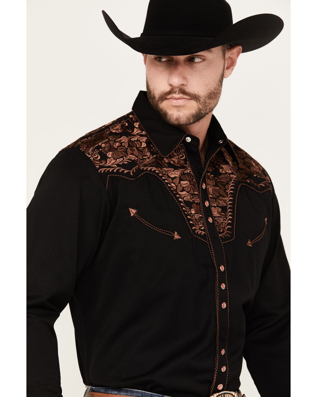 Image #4 - Scully Men's Embroidered Gunfighter Shirt - Big, Black, hi-res