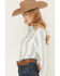 Image #2 - Wrangler Retro Women's Boot Barn Exclusive Striped Long Sleeve Pearl Snap Flannel Shirt, Light Blue, hi-res