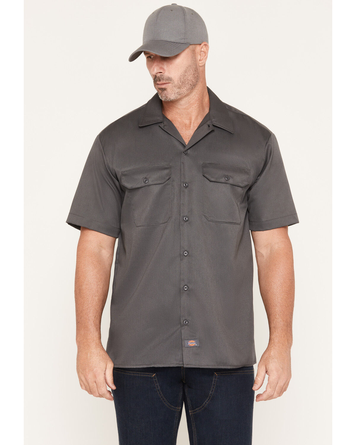 Image #1 - Dickies Men's Twill Short Sleeve Button-Down Original Work Shirt, No Color, hi-res