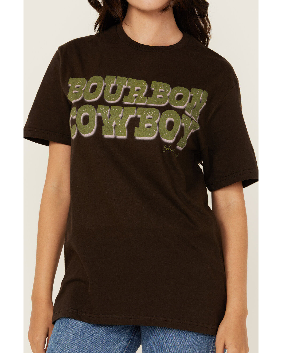 Image #3 - Bohemian Cowgirl Women's Bourbon Cowboy Short Sleeve Graphic Tee, Chocolate, hi-res