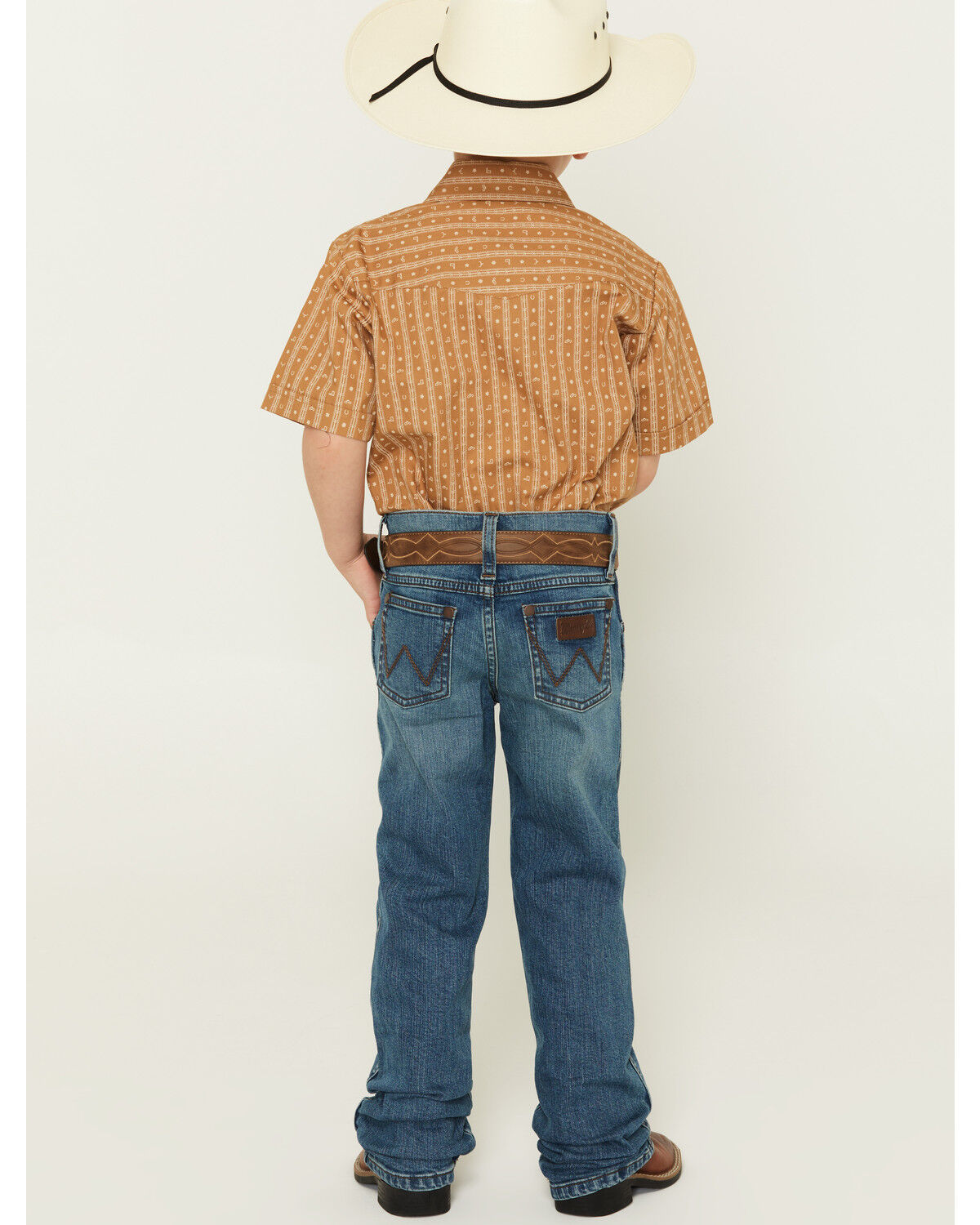 Wrangler Retro Little Boys' Medium Wash Bowden Relaxed Bootcut Stretch Denim Jeans, Medium Wash, hi-res