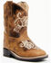 Image #1 - Shyanne Toddler Girls' Little Bitty Lasy Western Boots - Broad Square Toe, Brown, hi-res