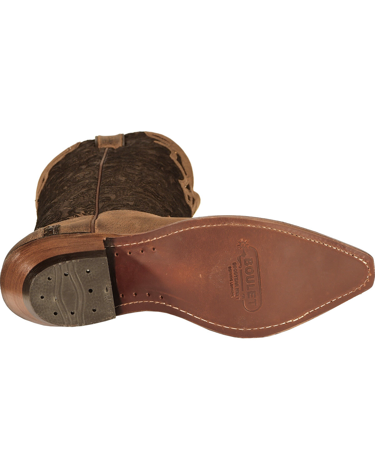 Image #5 - Boulet Women's Fancy Hand Tooled Inlay Western Boots - Snip Toe, Tobacco, hi-res