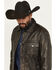 Image #2 - Scully Men's Distressed Leather Trucker Jacket, Black, hi-res
