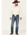 Image #2 - Cinch Men's Modern Fit Solid Cream Long Sleeve Button Down Western Shirt, Cream, hi-res