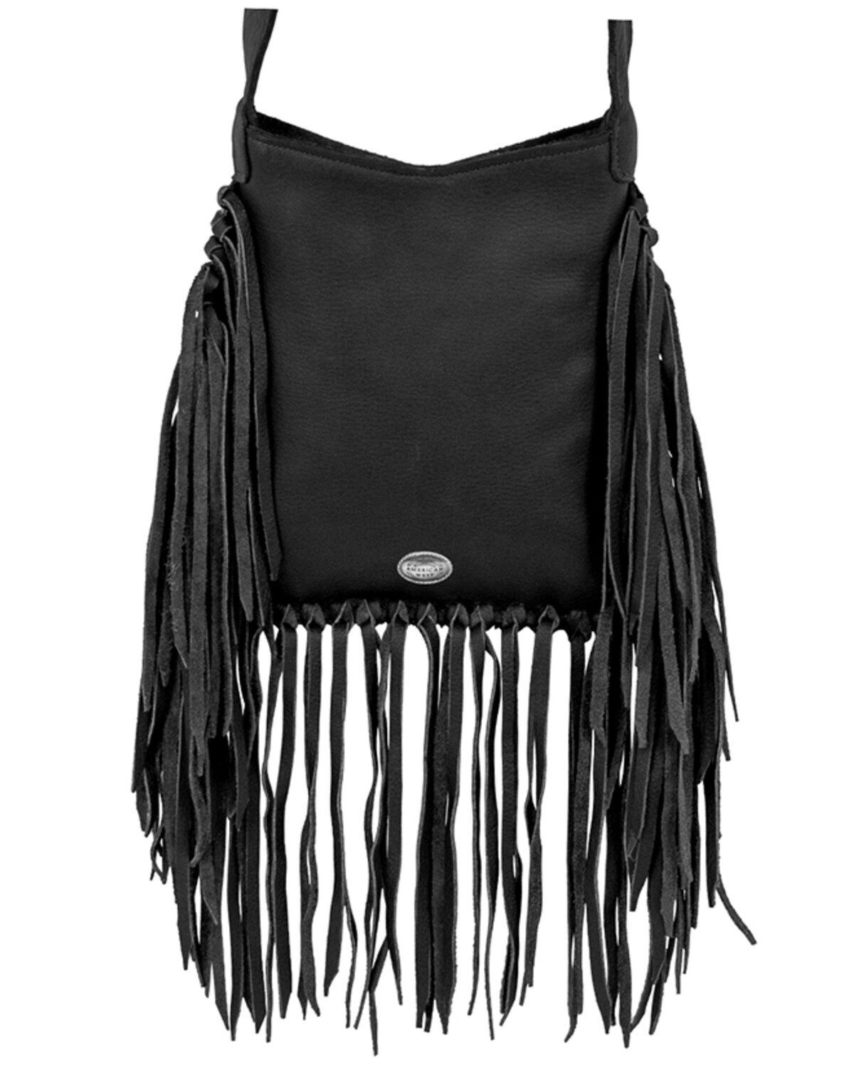 Image #2 - American West Women's Hair-On Fringe Saddle Crossbody, Black, hi-res