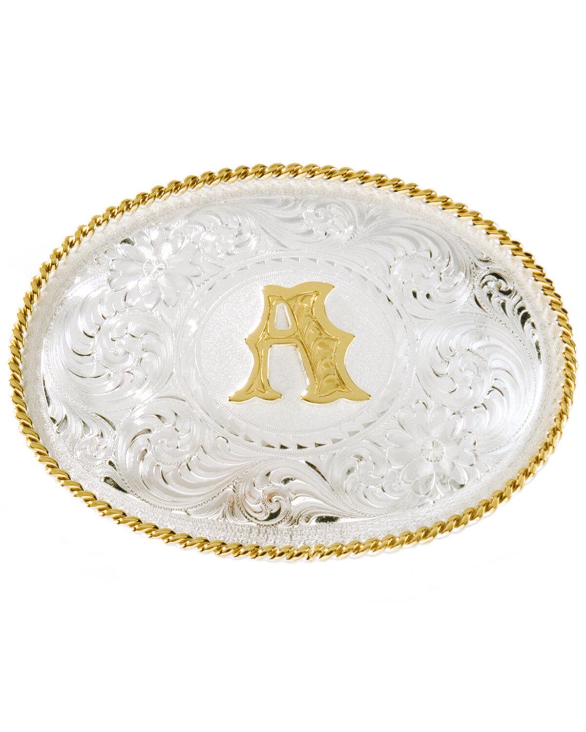 Image #1 - Montana Silversmiths Initial "A" Belt Buckle, Silver, hi-res
