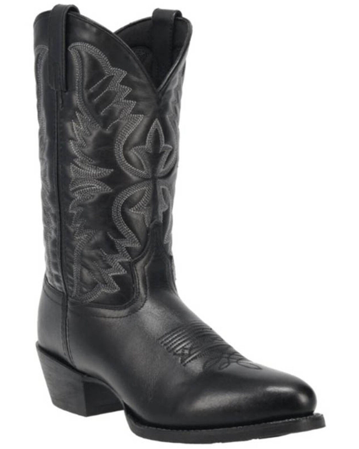 Laredo Men's Embroidered Round Toe Western Boots, Black, hi-res