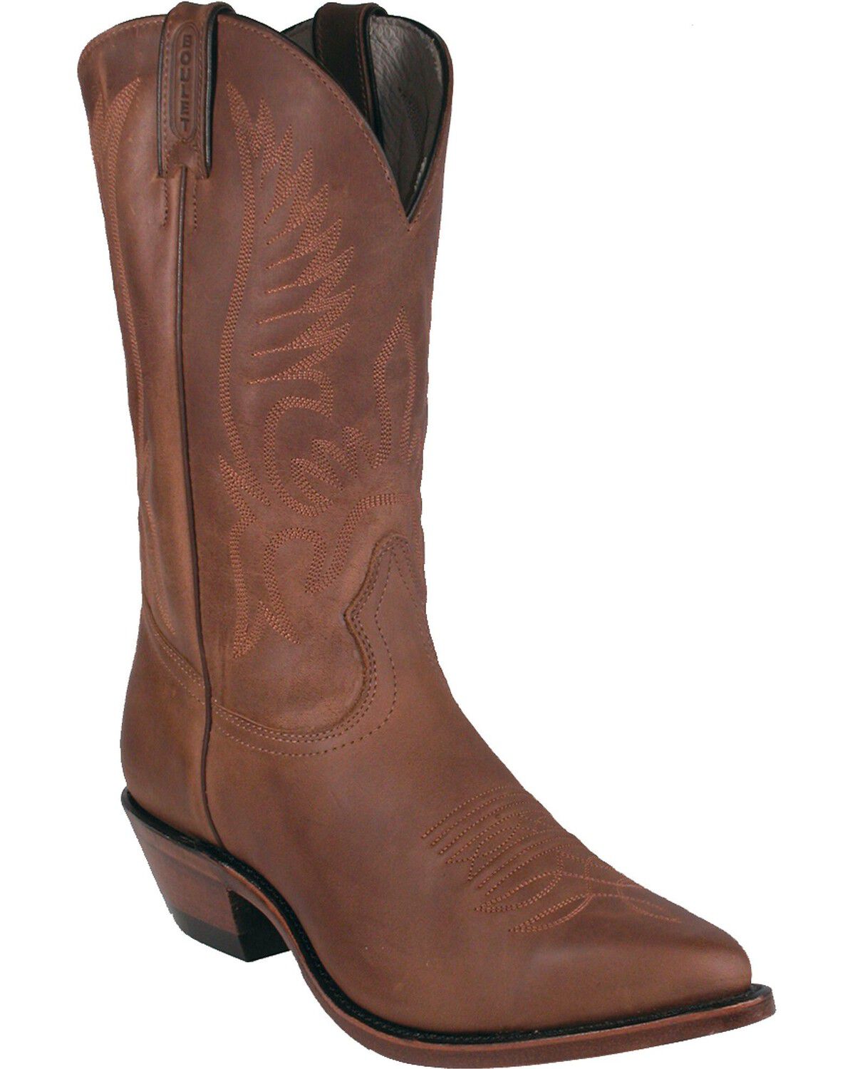 Image #1 - Boulet Men's Embroidered Tall Western Boots - Round Toe, Golden Tan, hi-res