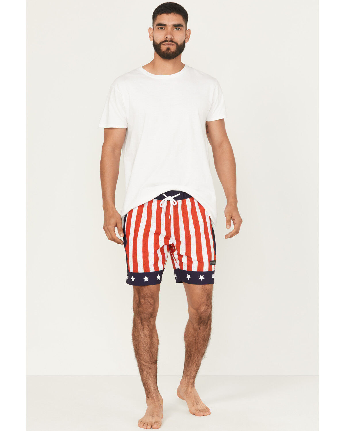 Rock & Roll Denim Men's Americana Stretch Drawcord Shorts, Red/white/blue, hi-res