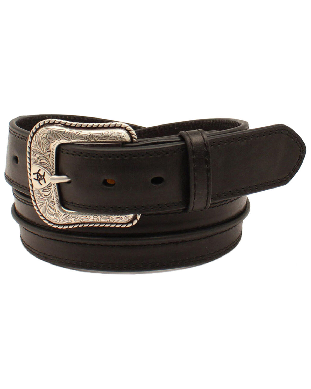 Image #1 - Ariat Men's Bump Leather Western Belt, Black, hi-res