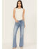 Image #1 - Rolla's Women's Carlson Medium Wash Low Rise East Coast Stretch Flare Jeans, Medium Wash, hi-res