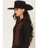 Image #2 - Rock & Roll Denim Women's Floral Embroidered Retro Snap Western Shirt, Black, hi-res